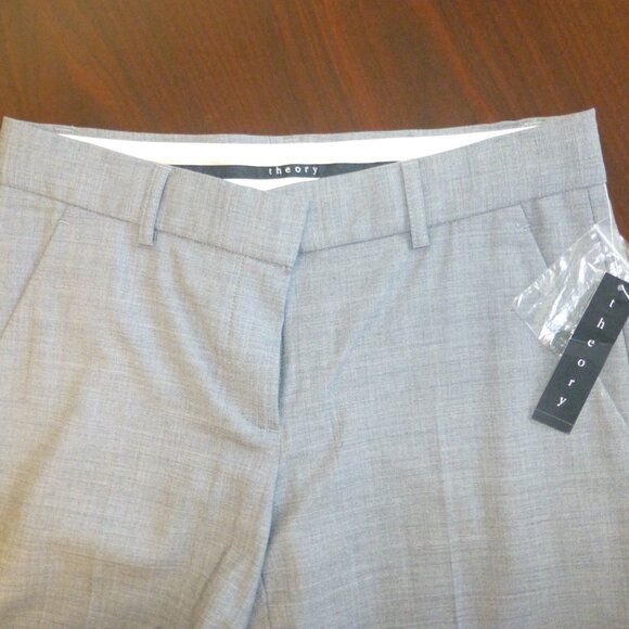 THEORY EMERY WOOL TROUSERS IN LIGHT GRAY SZ 0 NWT - Picture 3 of 7